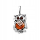 СЕРЕБРЯНЫЙ КУЛОН СОВА С ЯНТАРЕМ