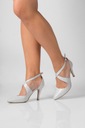 Свадебные туфли, серебряные танцевальные туфли на каблуке с ремешками 39