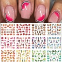 ВОДНЫЕ НАКЛЕЙКИ для украшения ногтей, лист из 12 рисунков, летние фруктовые украшения