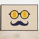 Plakat Bitcoin BTC okulary i wąsy Kryptowaluty A1 Rodzaj bez ramy
