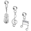 3x ПОДВЕСКИ, ПОДВЕСКА ДЛЯ СКРИПКИ, серебро 925 пробы