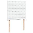 vidaXL Каркас ліжка пуф з матрацами, білий, 160х200 см, екошкіра