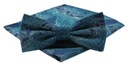 Мужской галстук-бабочка с нагрудным платком — Alties — бирюзовый цвет, крупный узор