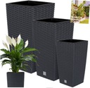 НАБОР ЦВЕТОЧНЫХ ГОРШКОВ, 3 шт. ЭЛЕГАНТНЫЙ РОТАГОВЫЙ САД POWER + АНТРАЦИТОВЫЕ ВСТАВКИ ХИТ!