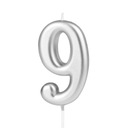 Серебряная свеча №9 для торта.
