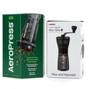 КОФЕВАРКА AEROPRESS GO СО 100 ФИЛЬТРАМИ + ИЗМЕЛЬЧИК HARIO MINI SLIM PLUS