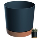 КРУГЛЫЙ ЦВЕТОЧНЫЙ ГОРШОК НА ПОДСТАВКЕ ЭКО - антрацит