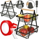 КОРЗИНА ДВУХЯРУСНАЯ КОРЗИНА ФРУКТЫ ОВОЩИ МЕТАЛЛИЧЕСКАЯ ПОДСТАВКА + АКРИЛОВАЯ ЛЕНТА