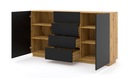 Vitrína AURA 1DS univerzálny artisan / čierna +LED Montáž nábytok na samostatnú montáž