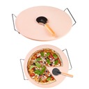 Okrúhly keramický kameň na pizzu s rukoväťou + okrúhly nôž z kordieritu