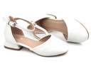 Кожаные туфли для причастия MissE, белые туфли, босоножки «русалка», размер 35.