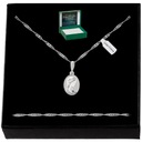 SREBRNY ŁAŃCUSZEK NASZYJNIK MEDALIK MATKA BOSKA 925 KOMUNIA CHRZEST GRAWER