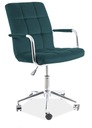 Fotel obrotowy biurowy Zielony tkan-aksamit/Chrom Szerokość mebla 51 cm