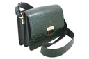 Модная женская итальянская кожаная сумка-мессенджер CROCO - Темно-зеленый