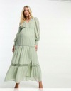 Asos Maternity NH8 rem tehotenské maxi šaty textúra výšivka S Veľkosť S