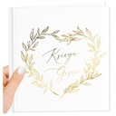 Гламурная свадебная гостевая книга с зеркальной золотой надписью и белым золотом