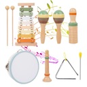 DREWNIANE INSTRUMENTY MUZYCZNE ZESTAW MONTESSORI DLA DZIECI BĘBENEK FLET