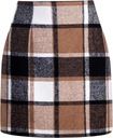 Opálená dámska vlnená kockovaná sukňa s vysokým pásom A Line Bodycon Pencil Fall, XL Značka Inna marka