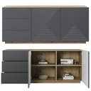 КОМОД LOFT С ЯЩИКАМИ МАССИВНЫЙ ШКАФ ДУБ ARTISAN СЕРЫЙ МАТОВЫЙ, РЕБРИСТЫЙ