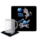 Podstawka pod kubek RPG 'Roll high or die' kotek