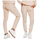ЖЕНСКИЕ БЕЖЕВЫЕ БАРХАТНЫЕ СПОРТИВНЫЕ БРЮКИ С КАРМАНАМИ, ОДНОТОННЫЙ MORAJ - S