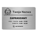 ELEGANCKA TABLICZKA ZAPRASZAMY GODZINY OTWARCIA TWOJA NAZWA FIRMY GODZINY Marka inny