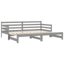 vidaXL Кровать с выдвижным ящиком 2 x 90x200 см серая массив сосны