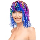 ЦВЕТНЫЙ блестящий парик из фольги для карнавала