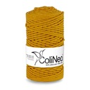ColiNea sznurek pleciony do makramy 100% bawełna, 3mm 100m, musztardowy
