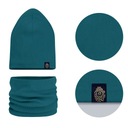 Комплект из шарфа и шапки, однослойный, хлопок, эластан, в полоску, 48–56, темно-синий