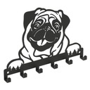 МЕТАЛЛИЧЕСКАЯ ВЕШАЛКА ДЛЯ КЛЮЧЕЙ, СОБАКИ, МОПСА, НАСТЕННАЯ