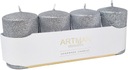 СВЕЧИ С БЛЕСКАМИ ARTMAN 4 шт., серебро 9см СВЕЧА