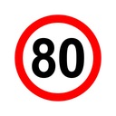 НАКЛЕЙКА ОГРАНИЧЕНИЯ СКОРОСТИ 80 км ЗНАК диаметром 16 см