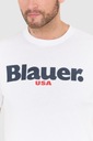 BLAUER Biele pánske tričko s veľkým logom L Model BLUH02104