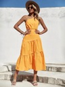 Sukienka asymetryczna midi boho żółta S 36