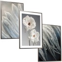 50x40 КАРТИНЫ РАМКА ПОСКАТЫ ЦВЕТЫ ПЕРЬЯ БОХО ГОСТИНАЯ