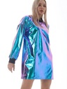 Dámske ležérne voľné holografické šaty s výstrihom do O, dlhé S Pohlavie Výrobok pre ženy