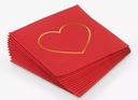 Красные салфетки ко Дню святого Валентина с золотым сердечком.