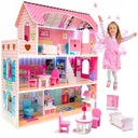 БОЛЬШОЙ ДЕРЕВЯННЫЙ КУКОЛЬНЫЙ ДОМ ВИЛЛА СВЕТОДИОДНЫЕ СВЕТИЛЬНИКИ МЕБЕЛЬНЫЕ АКСЕССУАРЫ XXL 70 СМ