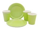 СВЕТЛО-ЗЕЛЕНЫЙ НАБОР ТАРЕЛКИ + ЧАШКИ ОДНОРАЗОВАЯ ПОСУДА