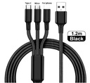 НЕЙЛОНОВЫЙ КАБЕЛЬ 3В1 ТИП C/ MICRO USB/ IPHONE 1,2 м