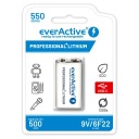 1 литий-ионный аккумулятор EverActive USB C, 500 мАч, 9 В/6F22