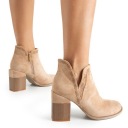 A5705-63 KHAKI M JASNOBRĄZOWE DAMSKIE BOTKI 40