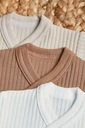 3 блузки-конверта из кафтана 56, экрю, ириска, бело-песочные полоски