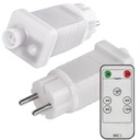 Блок питания, контакт для елочной гирлянды, таймер, пульт дистанционного управления.