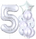 Воздушные шары 10 шт на пятый день рождения Серебряное конфетти