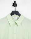 Weekday zelená voľná košeľa z popelínu defekt L Výstrih golier