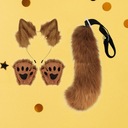 Плюшевый костюм-головной убор с кошачьими ушками Лолита, длинный коричневый