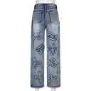 Patchworkové dámske džínsy Y2K Streetwear Baggy Strai Dominujúci materiál syntetický materiál