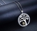 Серебряное ожерелье с совой дерева 925 Серебряный кулон для гравировки жены и дочери